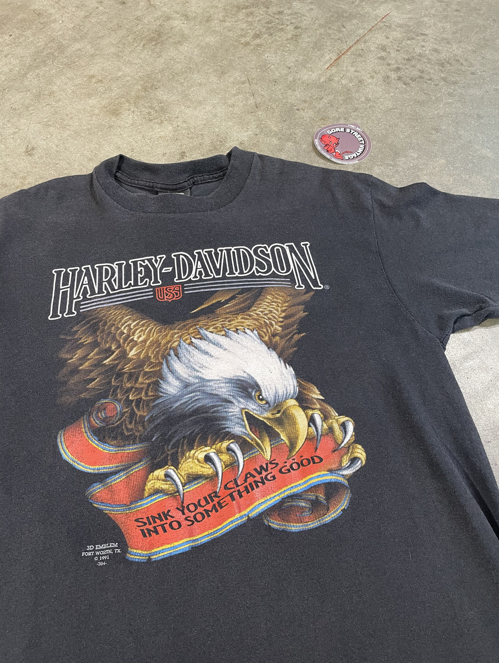 Vintage 1991 3D Emblem Harley Davidson Eagle Tee L 19x29